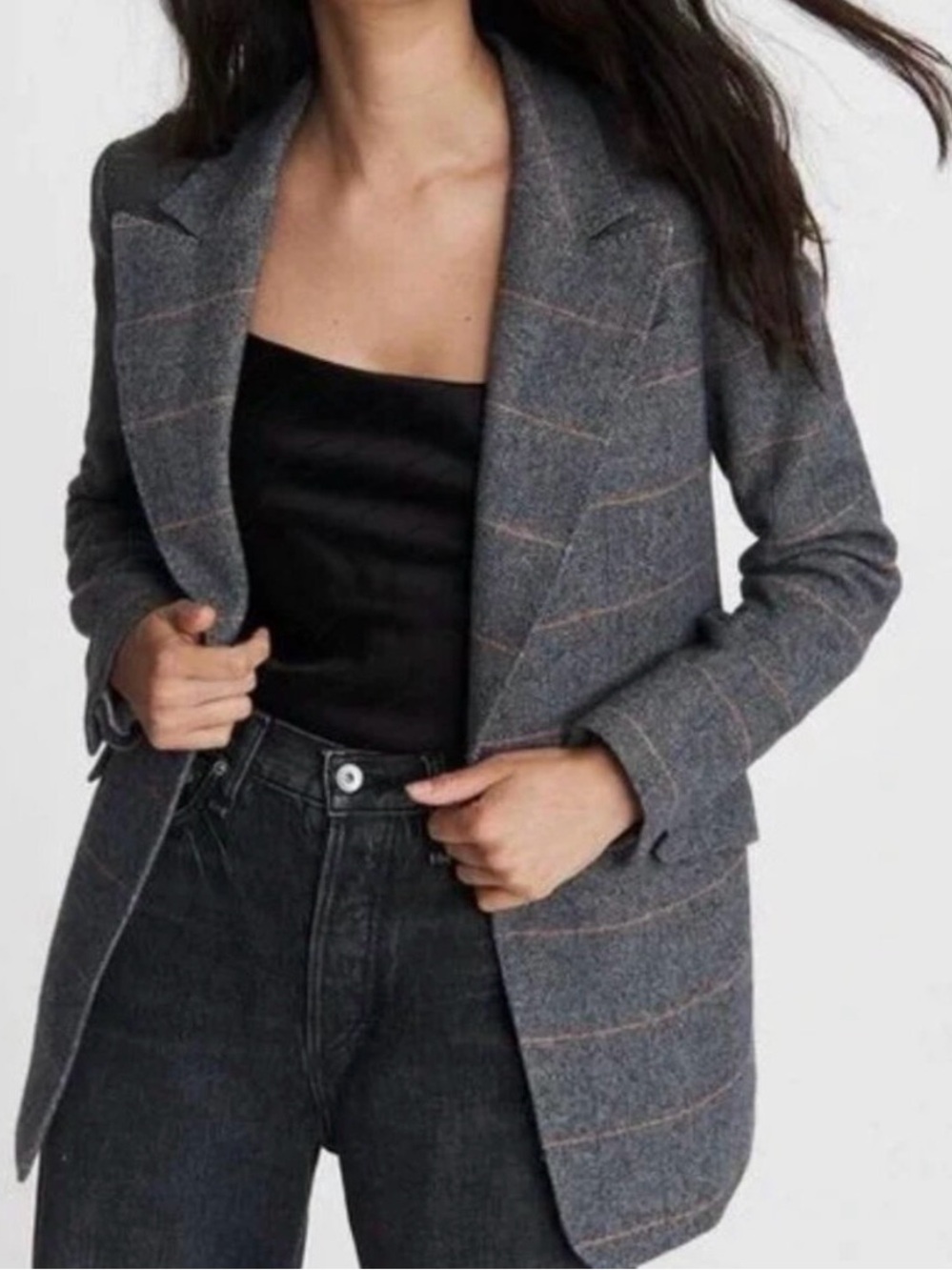 Rag & Bone Annie Plaid Gray Blazer Jacket 2